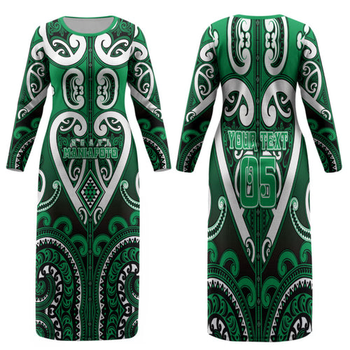 Custom Aotearoa Ngati Maniapoto Family Matching Long Sleeve Bodycon Dress and Hawaiian Shirt Maori Tribal Pattern