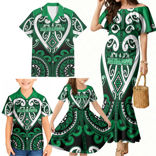 Custom Aotearoa Ngati Maniapoto Family Matching Mermaid Dress and Hawaiian Shirt Maori Tribal Pattern