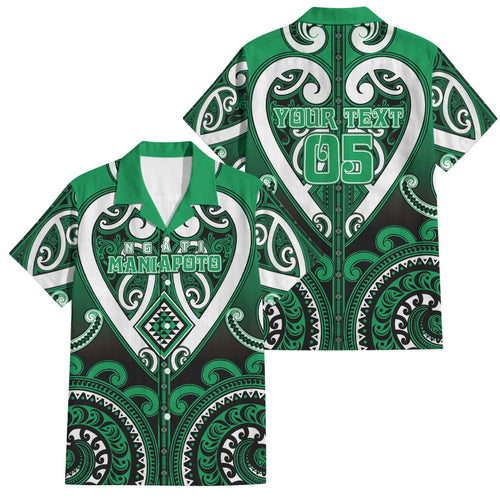 Custom Aotearoa Ngati Maniapoto Family Matching Off Shoulder Short Dress and Hawaiian Shirt Maori Tribal Pattern