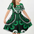 Custom Aotearoa Ngati Maniapoto Kid Short Sleeve Dress Maori Tribal Pattern