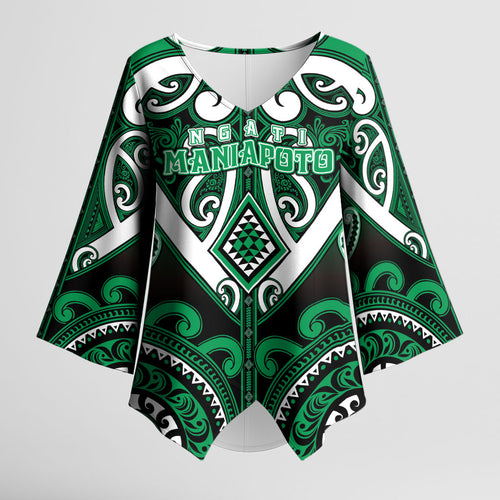 Custom Aotearoa Ngati Maniapoto Kimono Sleeve Blouse Maori Tribal Pattern