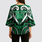 Custom Aotearoa Ngati Maniapoto Kimono Sleeve Blouse Maori Tribal Pattern
