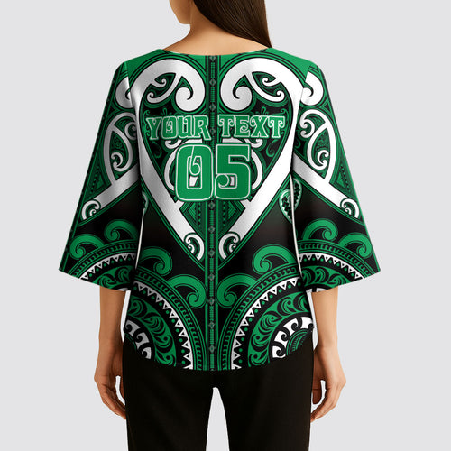 Custom Aotearoa Ngati Maniapoto Kimono Sleeve Blouse Maori Tribal Pattern