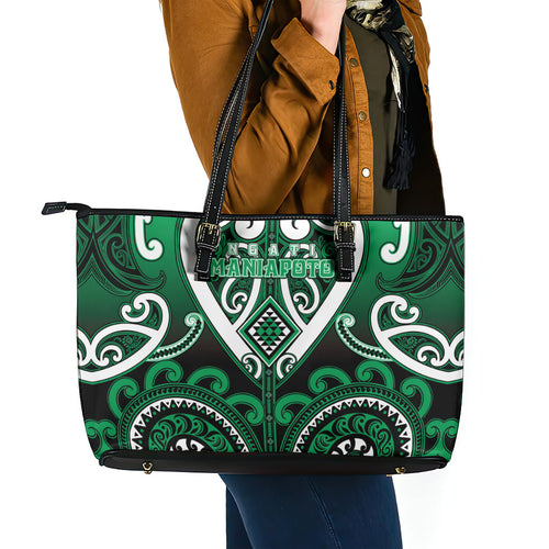 Aotearoa Ngati Maniapoto Leather Tote Bag Maori Tribal Pattern