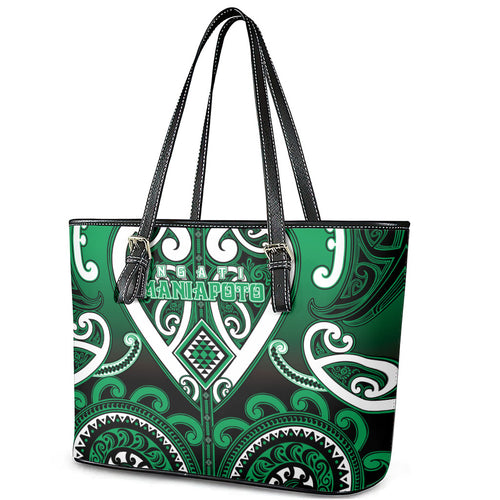 Aotearoa Ngati Maniapoto Leather Tote Bag Maori Tribal Pattern