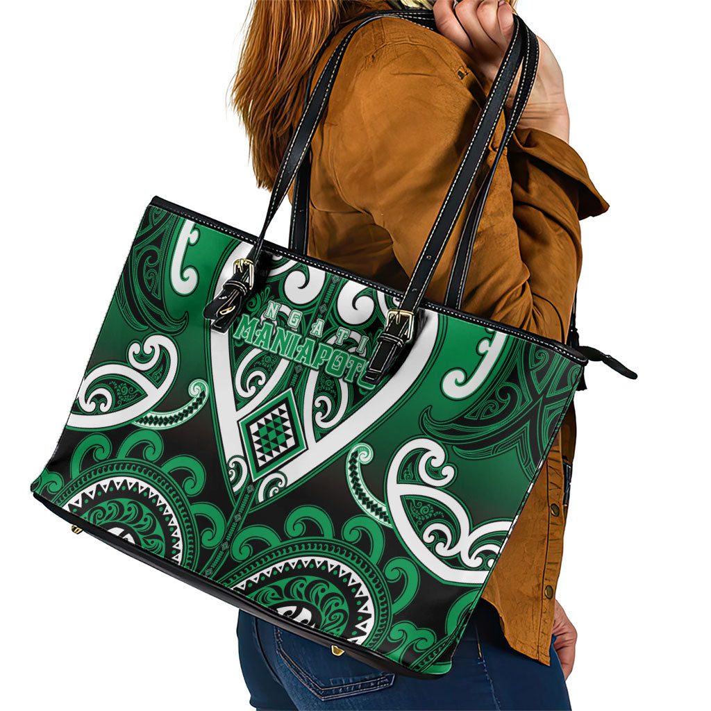 Aotearoa Ngati Maniapoto Leather Tote Bag Maori Tribal Pattern