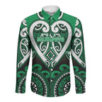 Custom Aotearoa Ngati Maniapoto Long Sleeve Button Shirt Maori Tribal Pattern