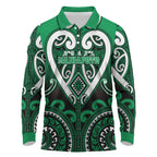 Custom Aotearoa Ngati Maniapoto Long Sleeve Polo Shirt Maori Tribal Pattern
