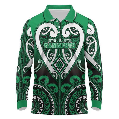 Custom Aotearoa Ngati Maniapoto Long Sleeve Polo Shirt Maori Tribal Pattern