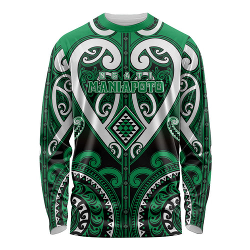 Custom Aotearoa Ngati Maniapoto Long Sleeve Shirt Maori Tribal Pattern