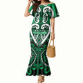 Custom Aotearoa Ngati Maniapoto Mermaid Dress Maori Tribal Pattern