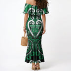 Custom Aotearoa Ngati Maniapoto Mermaid Dress Maori Tribal Pattern
