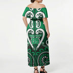 Custom Aotearoa Ngati Maniapoto Off Shoulder Maxi Dress Maori Tribal Pattern
