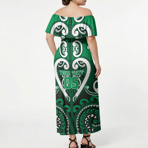 Custom Aotearoa Ngati Maniapoto Off Shoulder Maxi Dress Maori Tribal Pattern