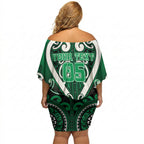 Custom Aotearoa Ngati Maniapoto Off Shoulder Short Dress Maori Tribal Pattern