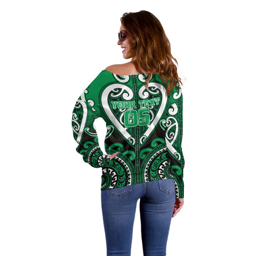 Custom Aotearoa Ngati Maniapoto Off Shoulder Sweater Maori Tribal Pattern