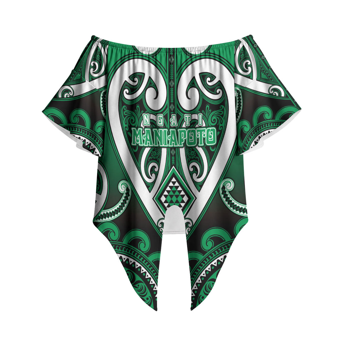 Custom Aotearoa Ngati Maniapoto Off Shoulder Wrap Waist Top Maori Tribal Pattern