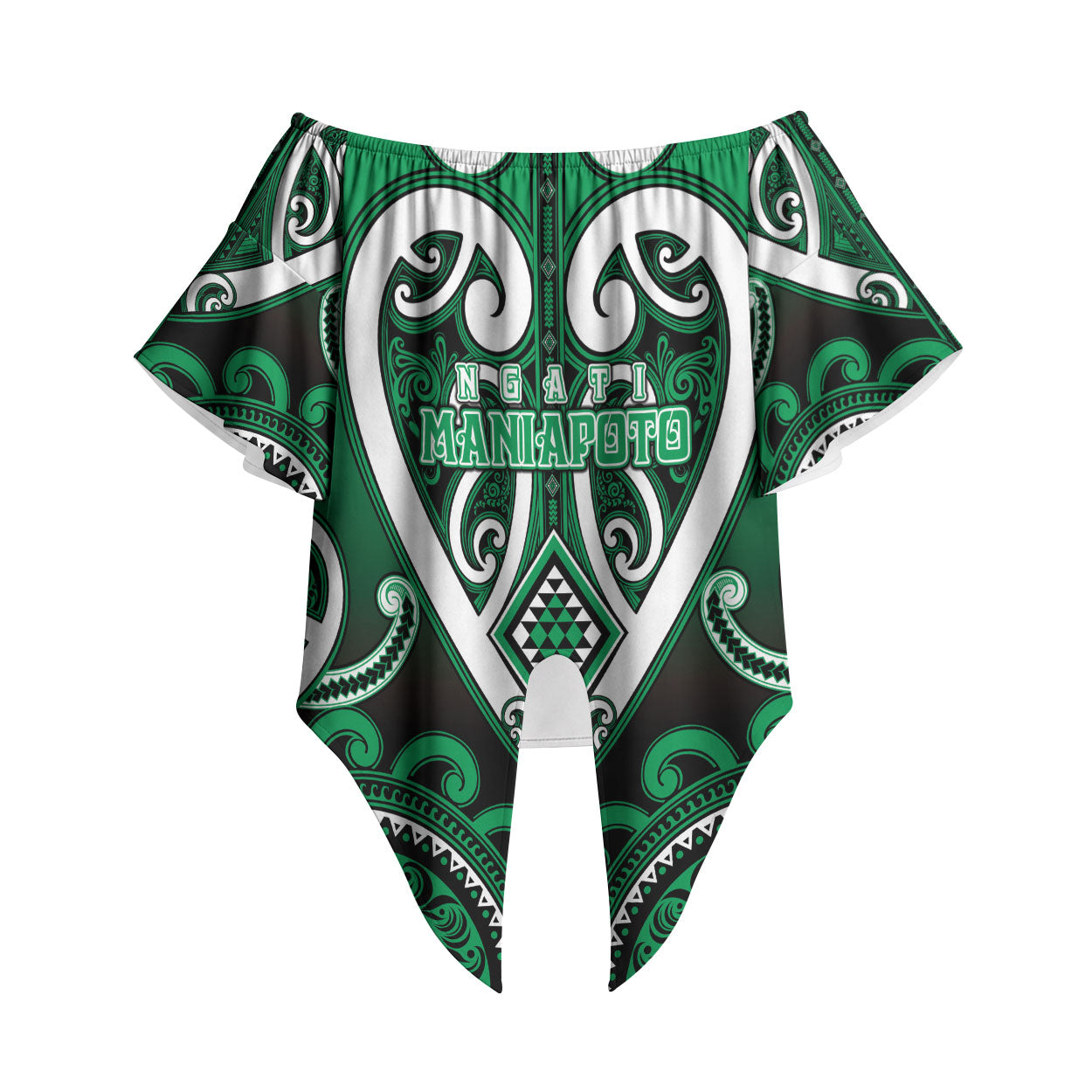 Custom Aotearoa Ngati Maniapoto Off Shoulder Wrap Waist Top Maori Tribal Pattern