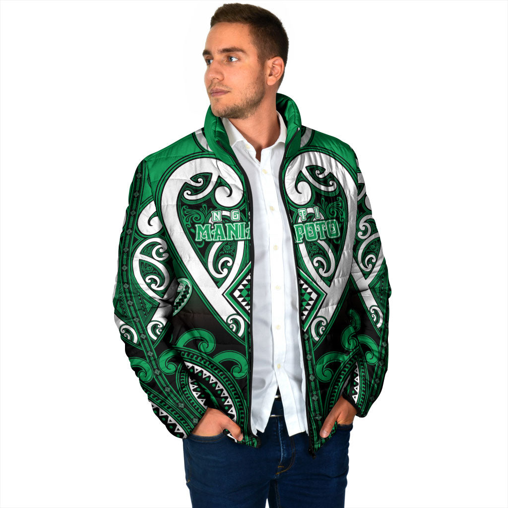 Custom Aotearoa Ngati Maniapoto Padded Jacket Maori Tribal Pattern