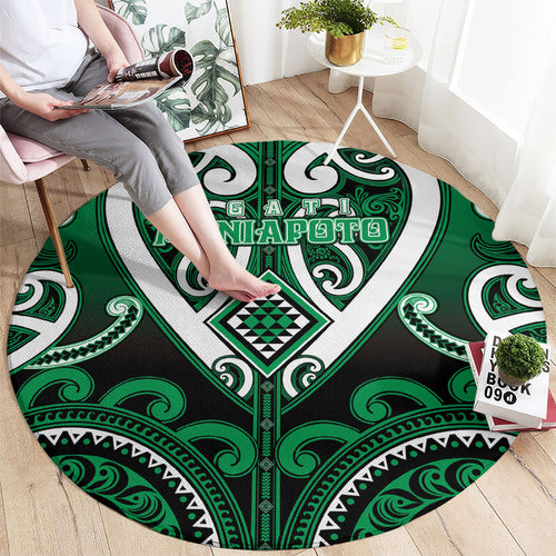 Aotearoa Ngati Maniapoto Round Carpet Maori Tribal Pattern
