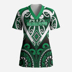 Custom Aotearoa Ngati Maniapoto Scrub Top Maori Tribal Pattern