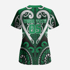 Custom Aotearoa Ngati Maniapoto Scrub Top Maori Tribal Pattern