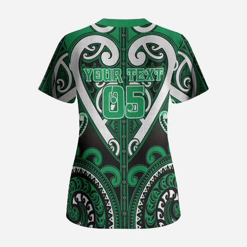 Custom Aotearoa Ngati Maniapoto Scrub Top Maori Tribal Pattern