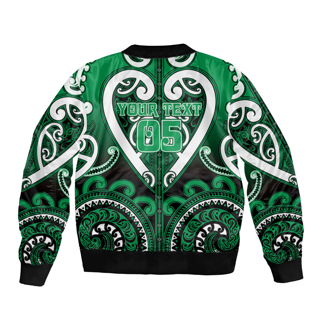 Custom Aotearoa Ngati Maniapoto Sleeve Zip Bomber Jacket Maori Tribal Pattern