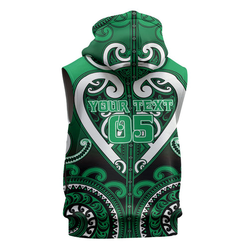 Custom Aotearoa Ngati Maniapoto Sleeveless Hoodie Maori Tribal Pattern