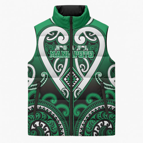 Custom Aotearoa Ngati Maniapoto Sleeveless Puffer Jacket Maori Tribal Pattern