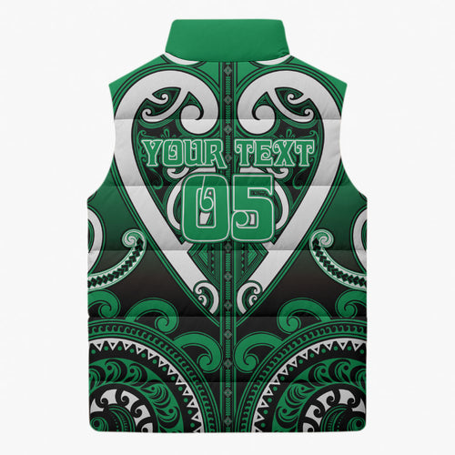 Custom Aotearoa Ngati Maniapoto Sleeveless Puffer Jacket Maori Tribal Pattern