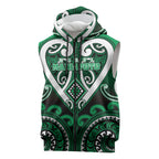 Custom Aotearoa Ngati Maniapoto Sleeveless Zip Hoodie Maori Tribal Pattern