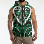 Custom Aotearoa Ngati Maniapoto Sleeveless Zip Hoodie Maori Tribal Pattern