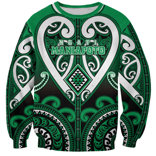 Custom Aotearoa Ngati Maniapoto Sweatshirt Maori Tribal Pattern