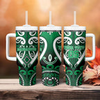 Custom Aotearoa Ngati Maniapoto Tumbler With Handle Maori Tribal Pattern