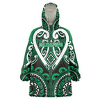 Custom Aotearoa Ngati Maniapoto Wearable Blanket Hoodie Maori Tribal Pattern
