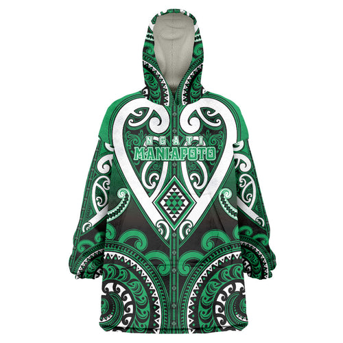 Custom Aotearoa Ngati Maniapoto Wearable Blanket Hoodie Maori Tribal Pattern