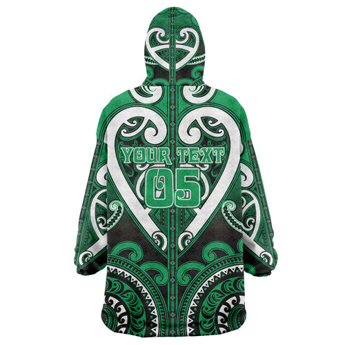 Custom Aotearoa Ngati Maniapoto Wearable Blanket Hoodie Maori Tribal Pattern
