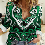 Custom Aotearoa Ngati Maniapoto Women Casual Shirt Maori Tribal Pattern