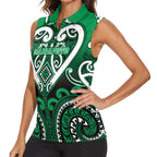 Custom Aotearoa Ngati Maniapoto Women Sleeveless Polo Shirt Maori Tribal Pattern