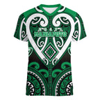 Custom Aotearoa Ngati Maniapoto Women V-Neck T-Shirt Maori Tribal Pattern
