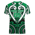 Custom Aotearoa Ngati Maniapoto Women V-Neck T-Shirt Maori Tribal Pattern
