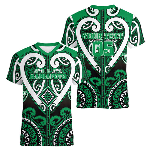 Custom Aotearoa Ngati Maniapoto Women V-Neck T-Shirt Maori Tribal Pattern