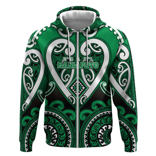 Custom Aotearoa Ngati Maniapoto Zip Hoodie Maori Tribal Pattern