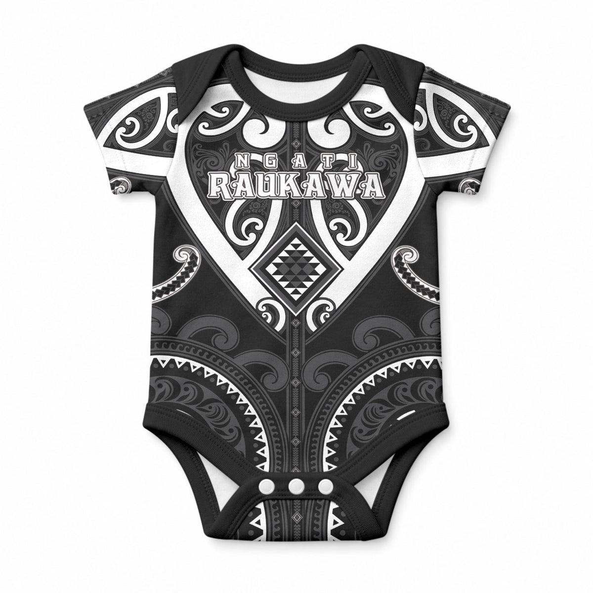 Custom Aotearoa Ngati Raukawa Baby Onesie Maori Tribal Pattern