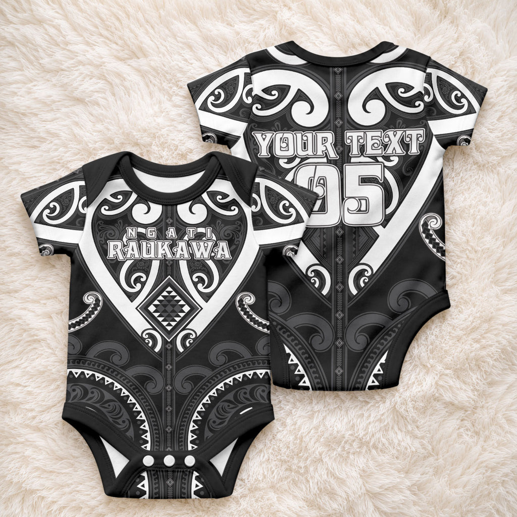 Custom Aotearoa Ngati Raukawa Baby Onesie Maori Tribal Pattern