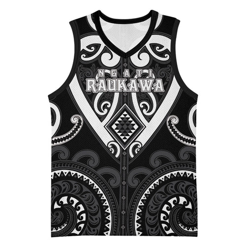 Custom Aotearoa Ngati Raukawa Basketball Jersey Maori Tribal Pattern