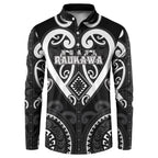 Custom Aotearoa Ngati Raukawa Button Sweatshirt Maori Tribal Pattern