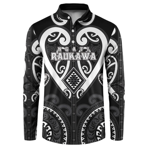 Custom Aotearoa Ngati Raukawa Button Sweatshirt Maori Tribal Pattern