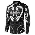 Custom Aotearoa Ngati Raukawa Button Sweatshirt Maori Tribal Pattern